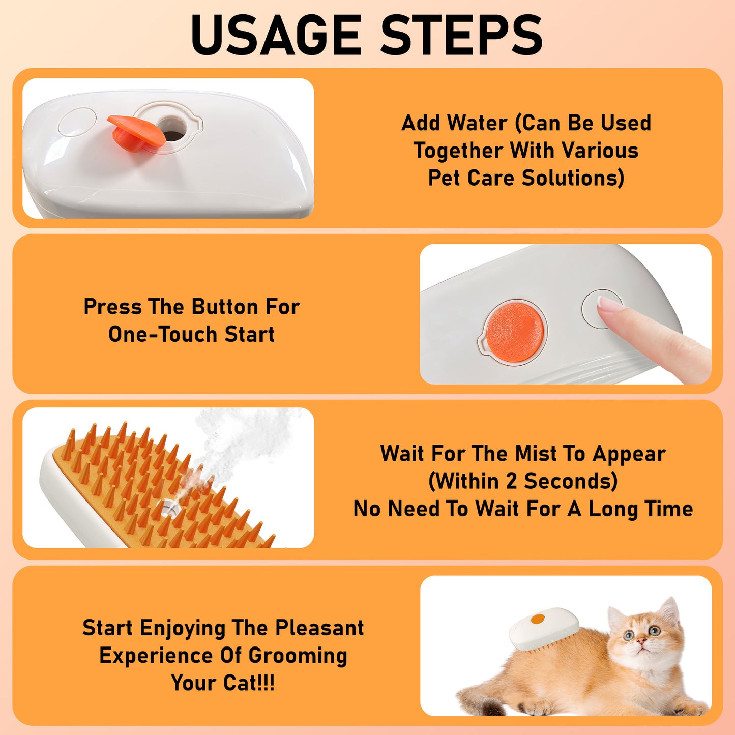 Dog Steam Brush,  Hair Removal, Spa Steamer