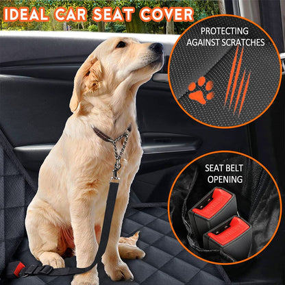 Dog Car Seat Cover - Waterproof Back Seat Protector for Pets, Non-Slip Design with Armrest Compatibility for Most Cars, Trucks, and SUVs - Black